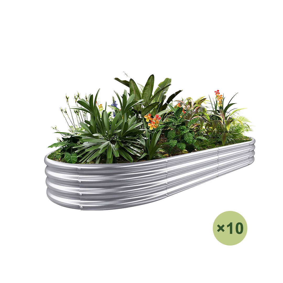 set of 10 — 12-inch tall oval galvanized metal raised garden bed, 8 by 4 feet — view 2