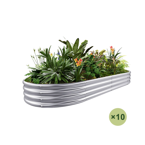 set of 10 — 12-inch tall oval galvanized metal raised garden bed, 8 by 4 feet — view 2