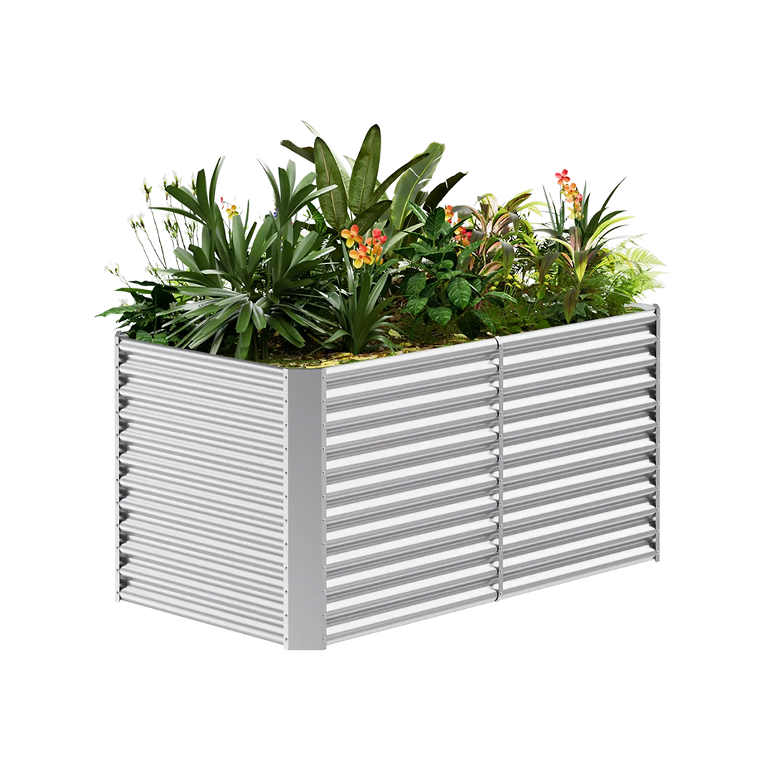 36-inch tall rectangular galvanized metal raised garden bed, 6 by 3 feet