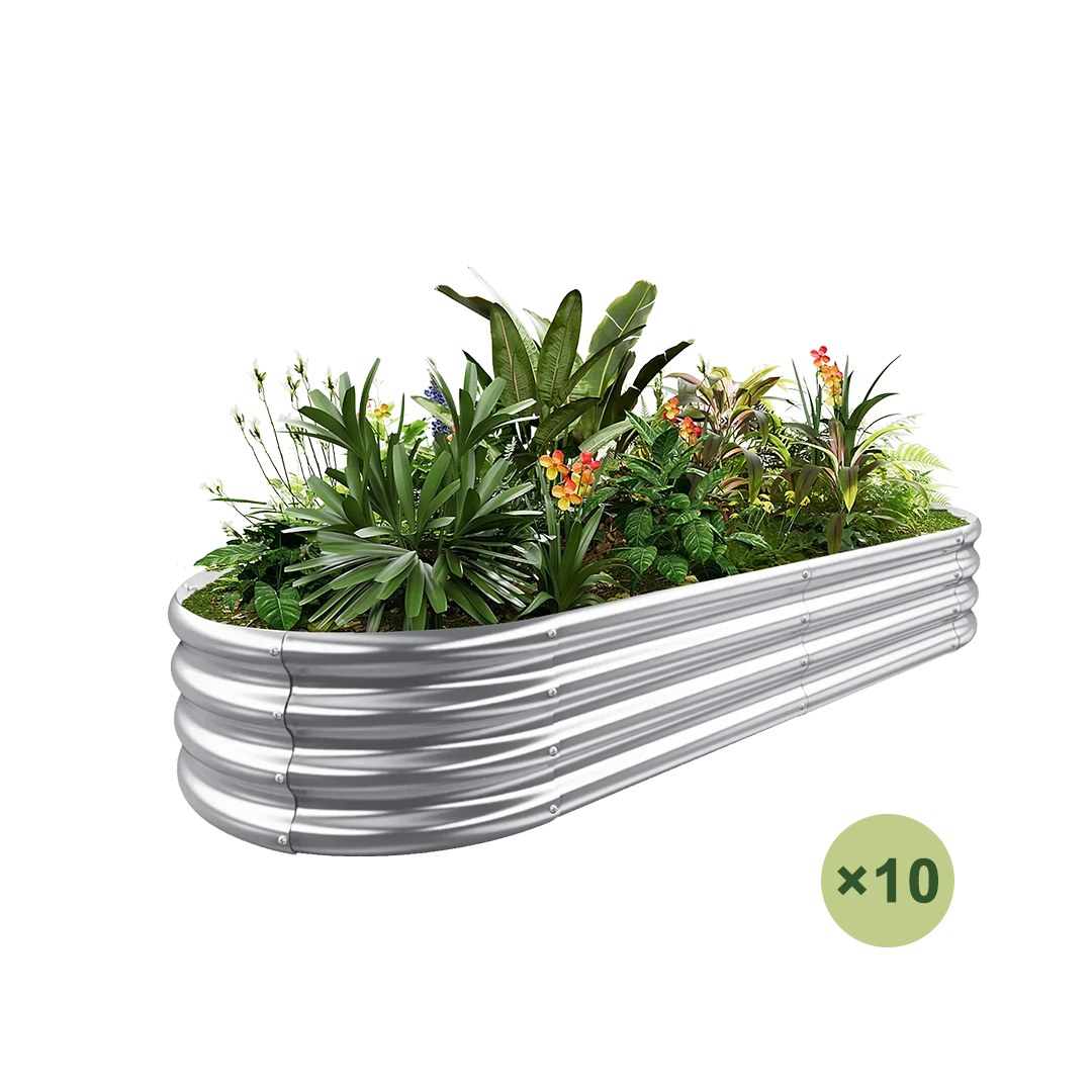 10-Pack Oval 6x3x1ft Galvanized Raised Garden Bed — view 2