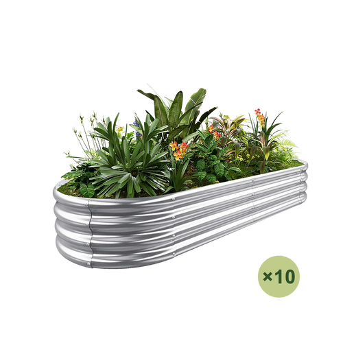 10-Pack Oval 6x3x1ft Galvanized Raised Garden Bed — view 2