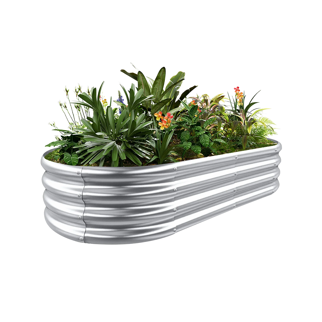 12" Tall Oval 4x2x1ft Galvanized Raised Garden Bed