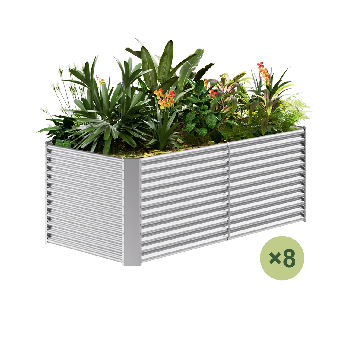 set of 8 — 36-inch tall rectangular galvanized metal raised garden bed, 8 by 4 feet — view 6