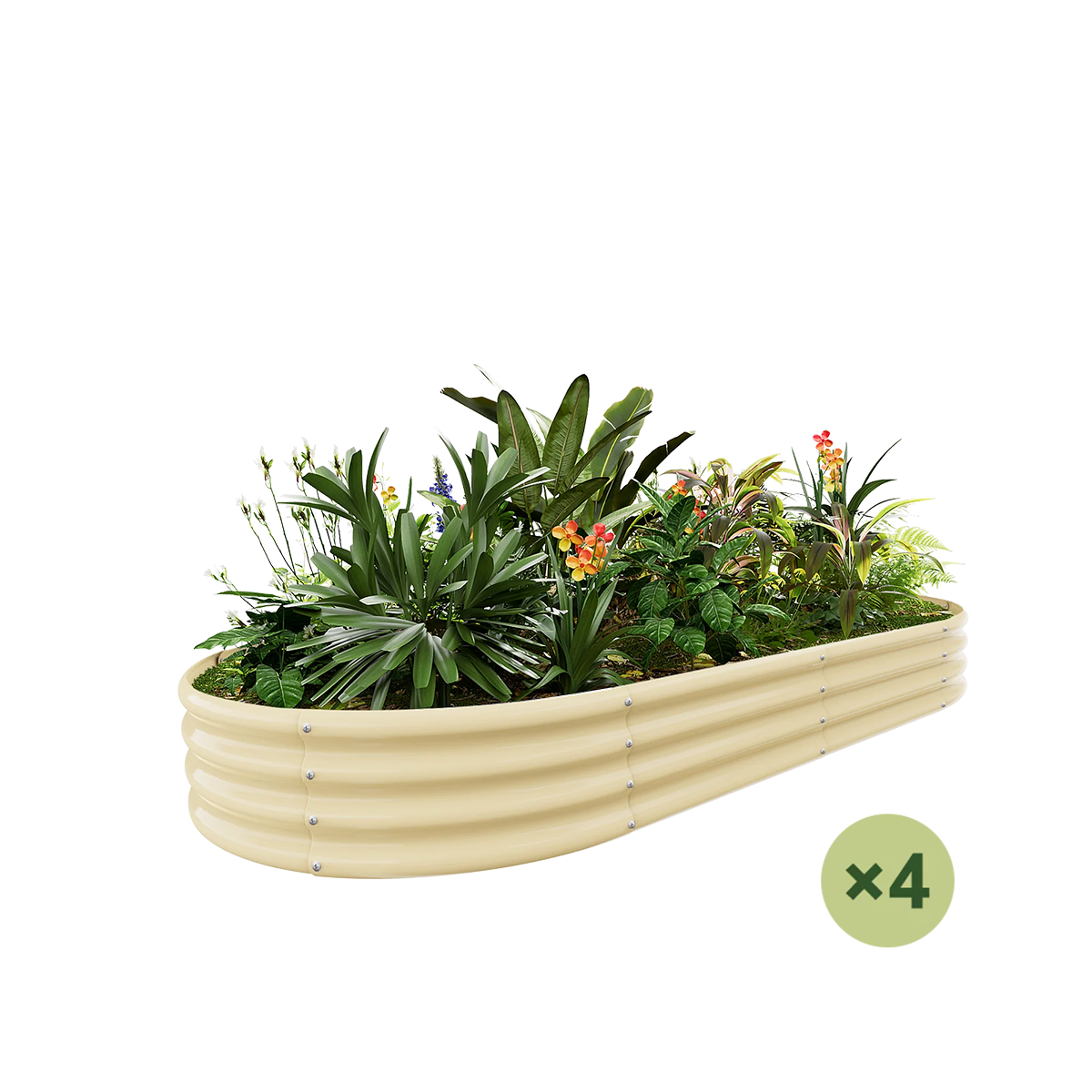 set of 4 — 12-inch tall oval galvanized metal raised garden bed, 8 by 4 feet — view 5