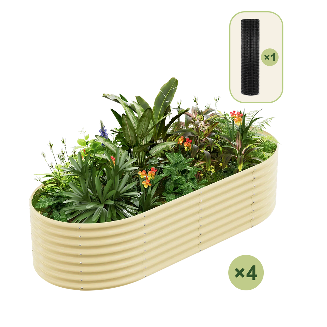 4-Pack 24" Tall Oval 8x4x2ft Galvanized Raised Garden Bed+1/2 inch Galvanized Hardware Cloth — view 5