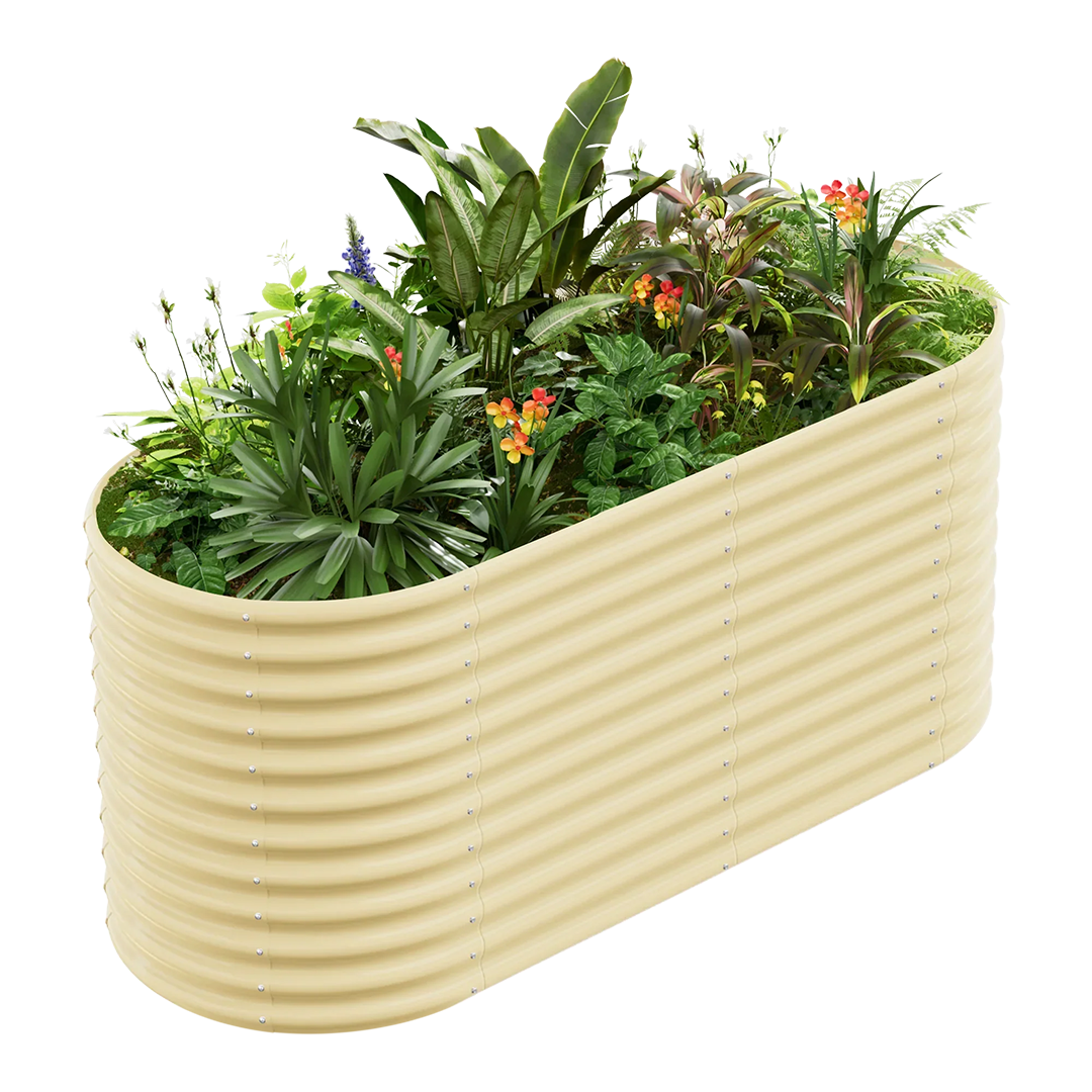 36-inch tall oval galvanized metal raised garden bed, 6 by 3 feet — view 5