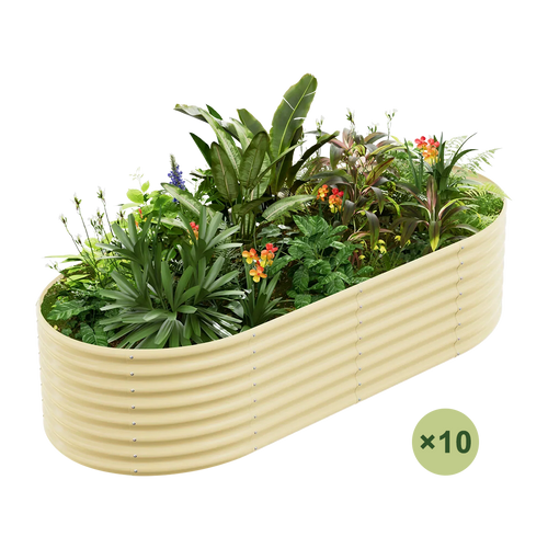 set of 10 — 24-inch tall oval galvanized metal raised garden bed, 8 by 4 feet