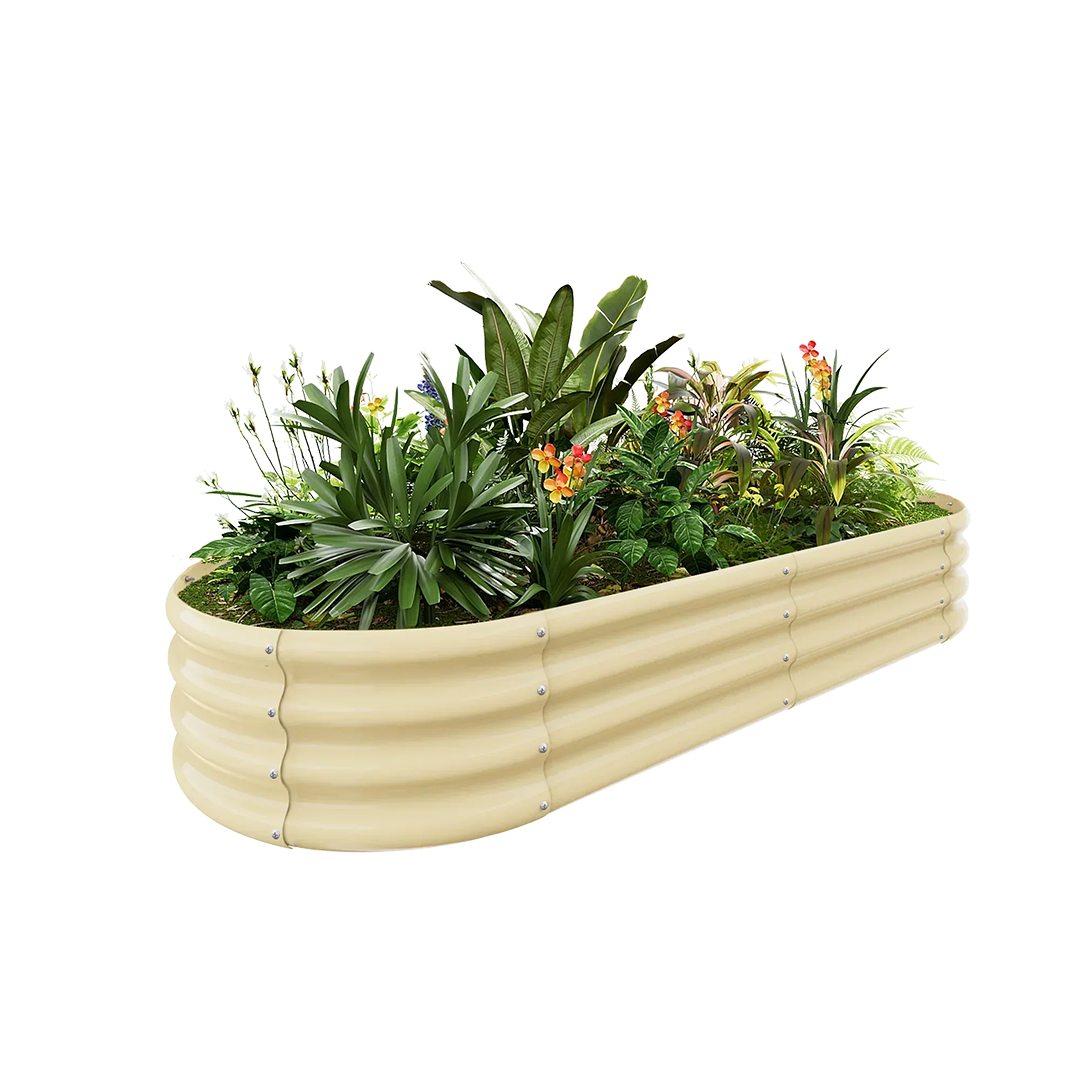 12-inch tall oval galvanized metal raised garden bed, 6 by 3 feet — view 5
