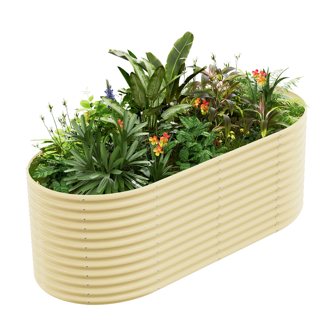 36-inch tall oval galvanized metal raised garden bed, 8 by 4 feet — view 5