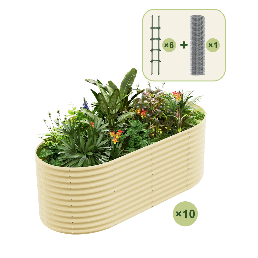 10-Pack 36" Tall Oval 8x4x3ft Galvanized Raised Garden Bed+6-Pack Round Garden Trellis(5.5ft)+1/2 inch Galvanized Hardware Cloth — view 5