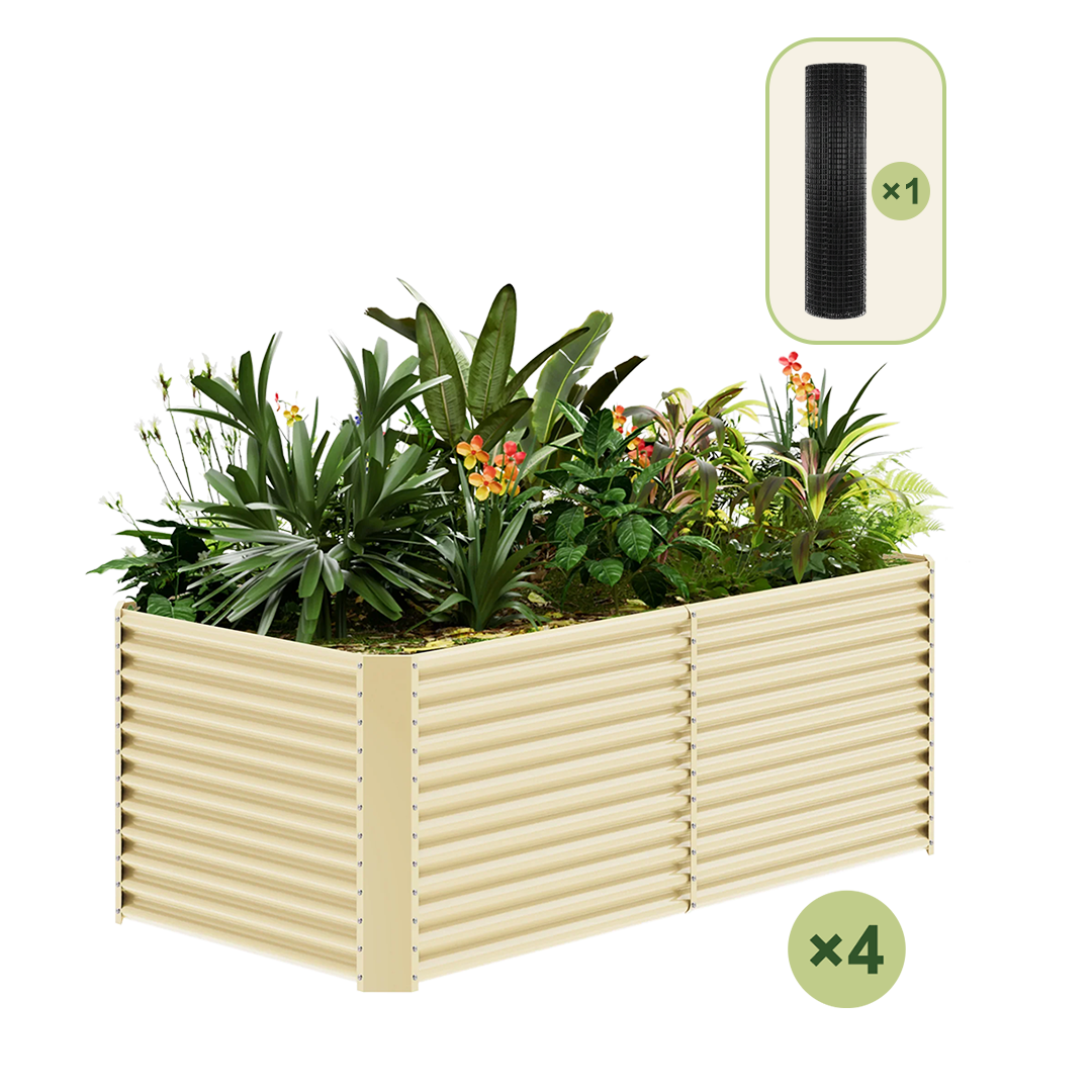 4-Pack 36" Tall Rectangular 8x4x3ft Galvanized Raised Garden Bed+1/2 inch Galvanized Hardware Cloth — view 5
