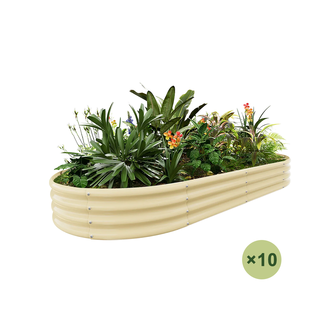 set of 10 — 12-inch tall oval galvanized metal raised garden bed, 8 by 4 feet — view 5