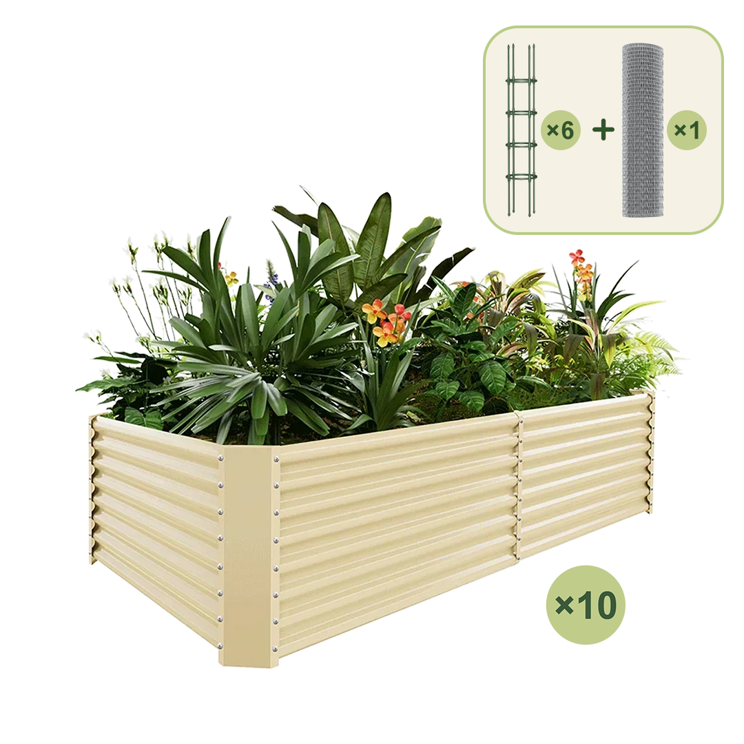 10-Pack 24" Tall Rectangular 8x4x2ft Galvanized Raised Garden Bed+6-Pack Round Garden Trellis(5.5ft)+1/2 inch Galvanized Hardware Cloth — view 5