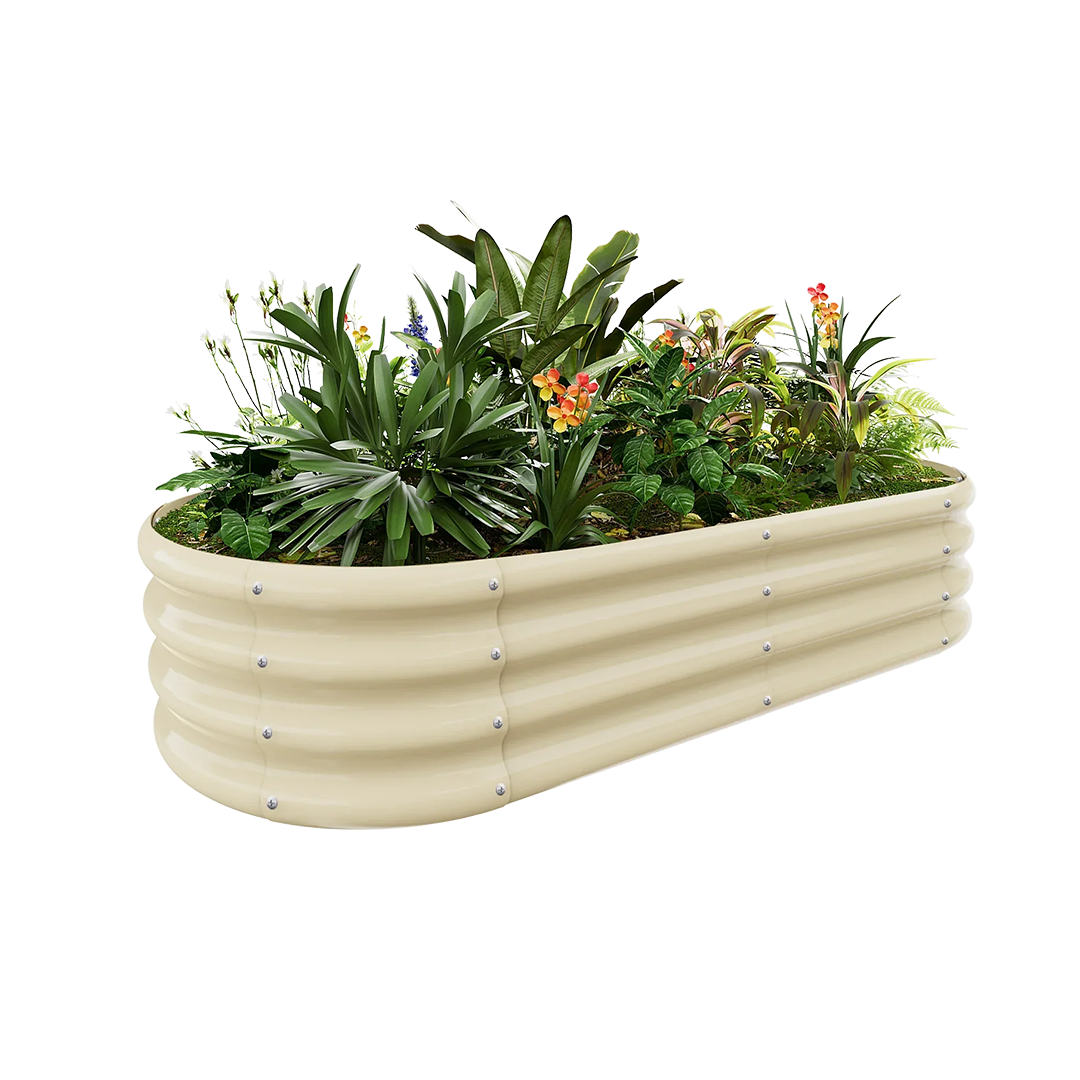12" Tall Oval 4x2x1ft Galvanized Raised Garden Bed — view 5