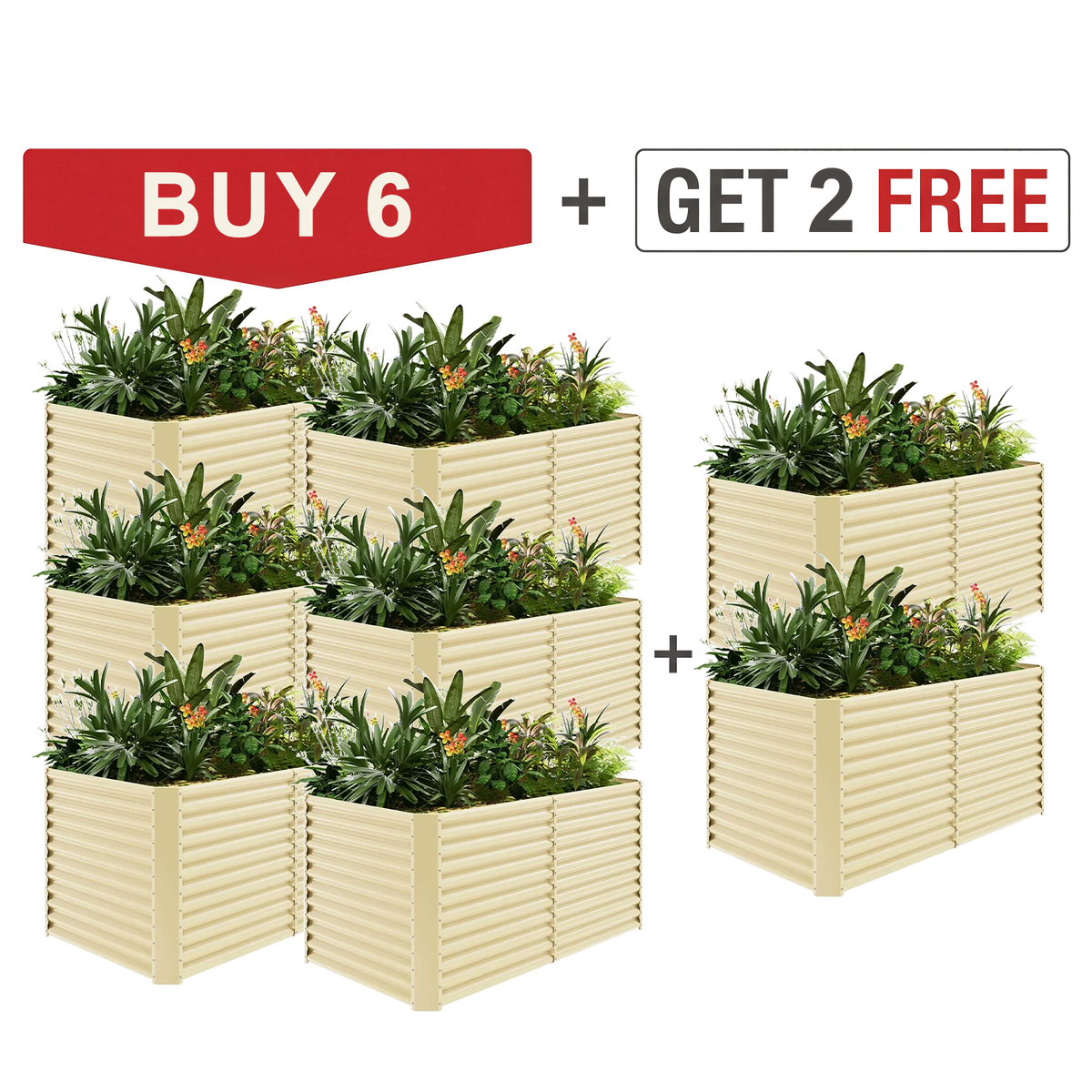 set of 8 — 36-inch tall rectangular galvanized metal raised garden bed, 6 by 3 feet — view 5
