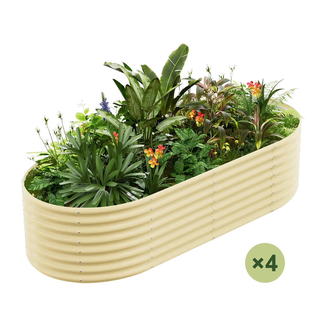 set of 4 — 24-inch tall oval galvanized metal raised garden bed, 8 by 4 feet — view 5