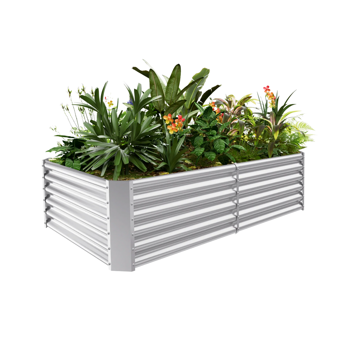 18-inch tall rectangular galvanized metal raised garden bed