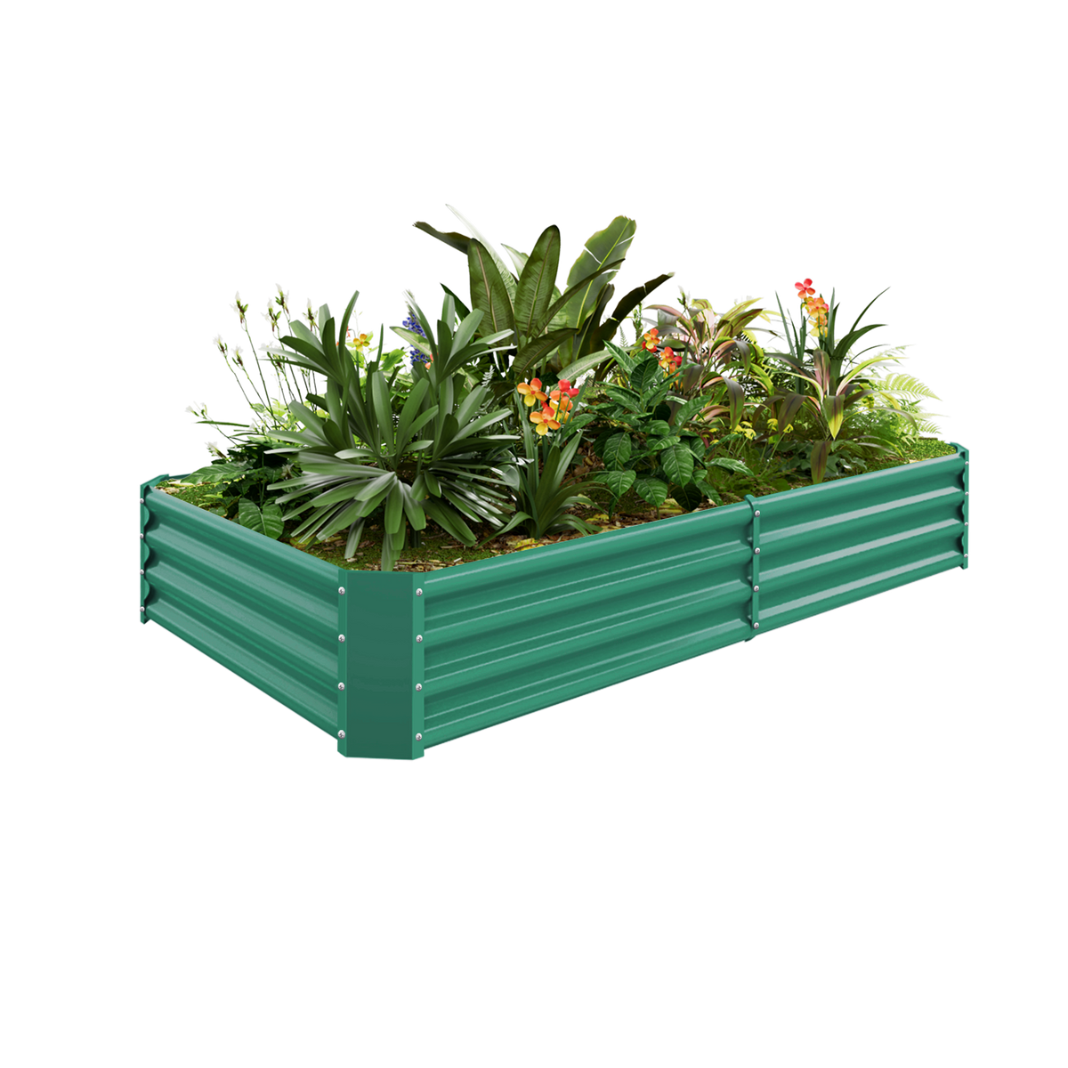 12-inch tall rectangular galvanized metal raised garden bed, 6 by 3 feet — view 2