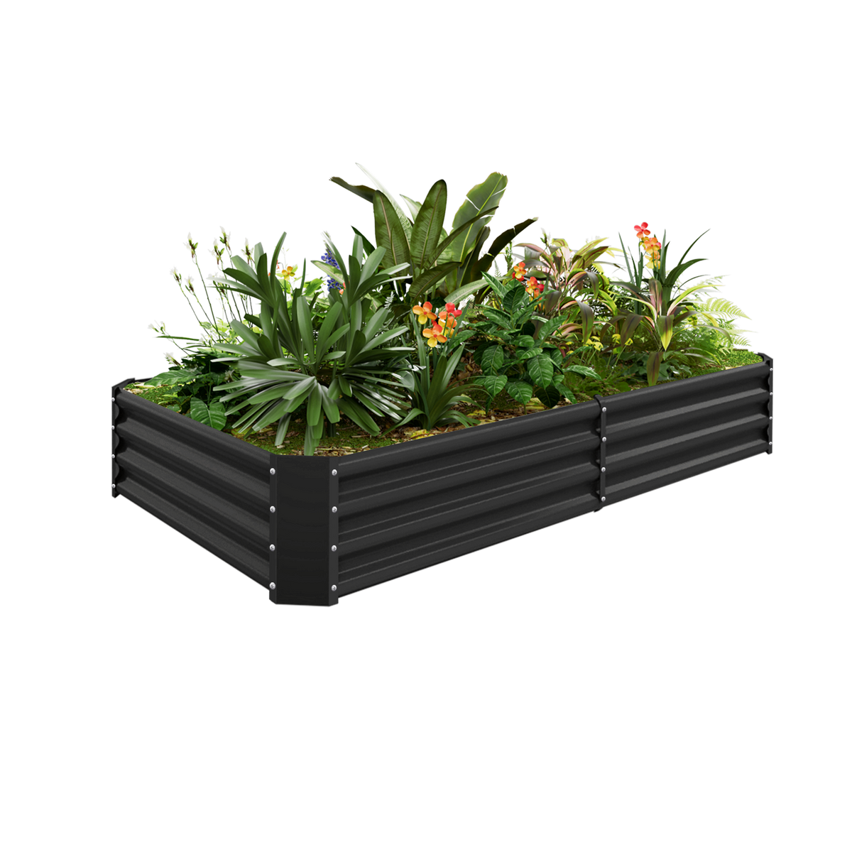 12-inch tall rectangular galvanized metal raised garden bed, 6 by 3 feet — view 3