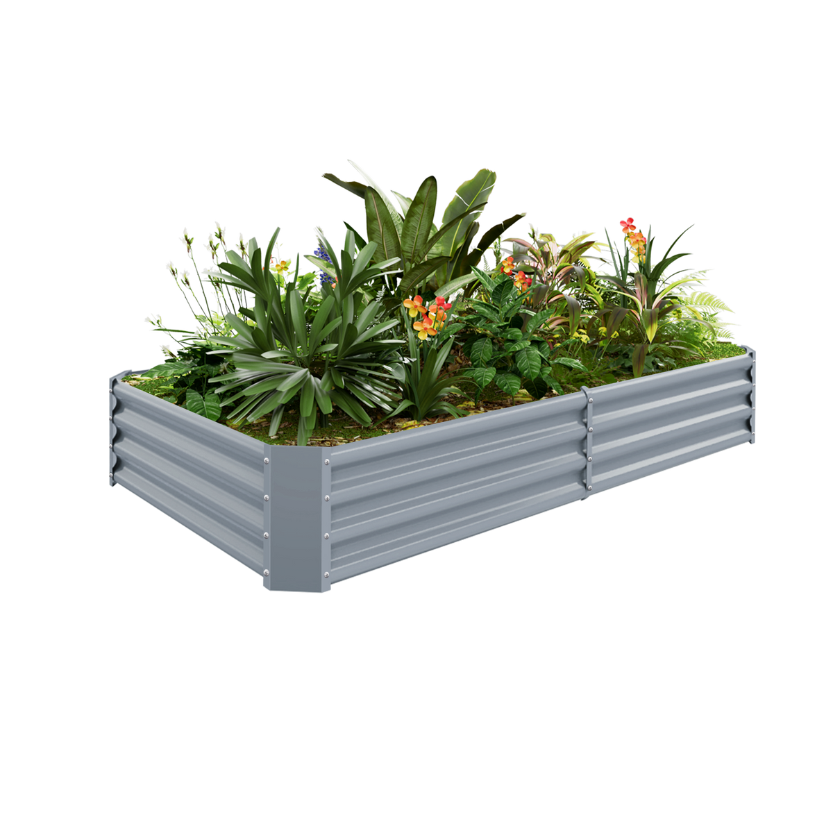 12-inch tall rectangular galvanized metal raised garden bed, 6 by 3 feet — view 4