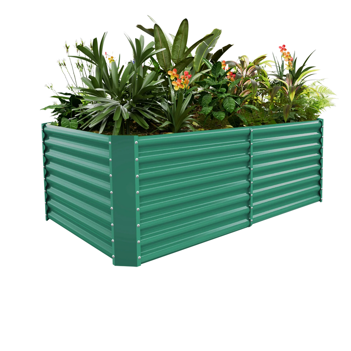 24-inch tall rectangular galvanized metal raised garden bed — view 2