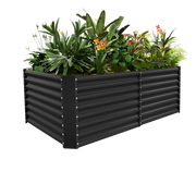 24-inch tall rectangular galvanized metal raised garden bed — view 3