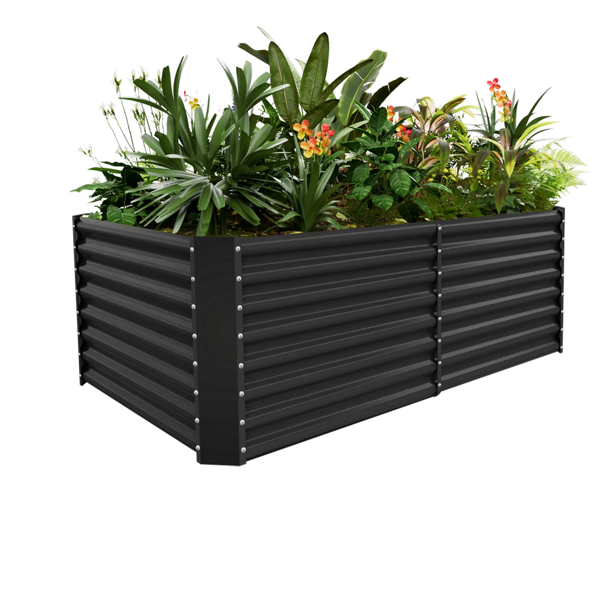 24-inch tall rectangular galvanized metal raised garden bed — view 3