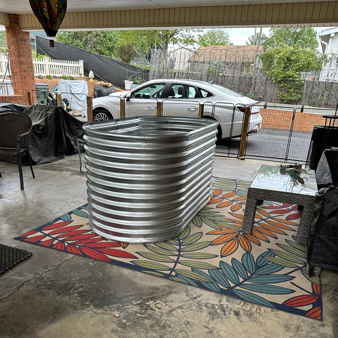 36-inch tall oval galvanized metal raised garden bed, 6 by 3 feet — view 6