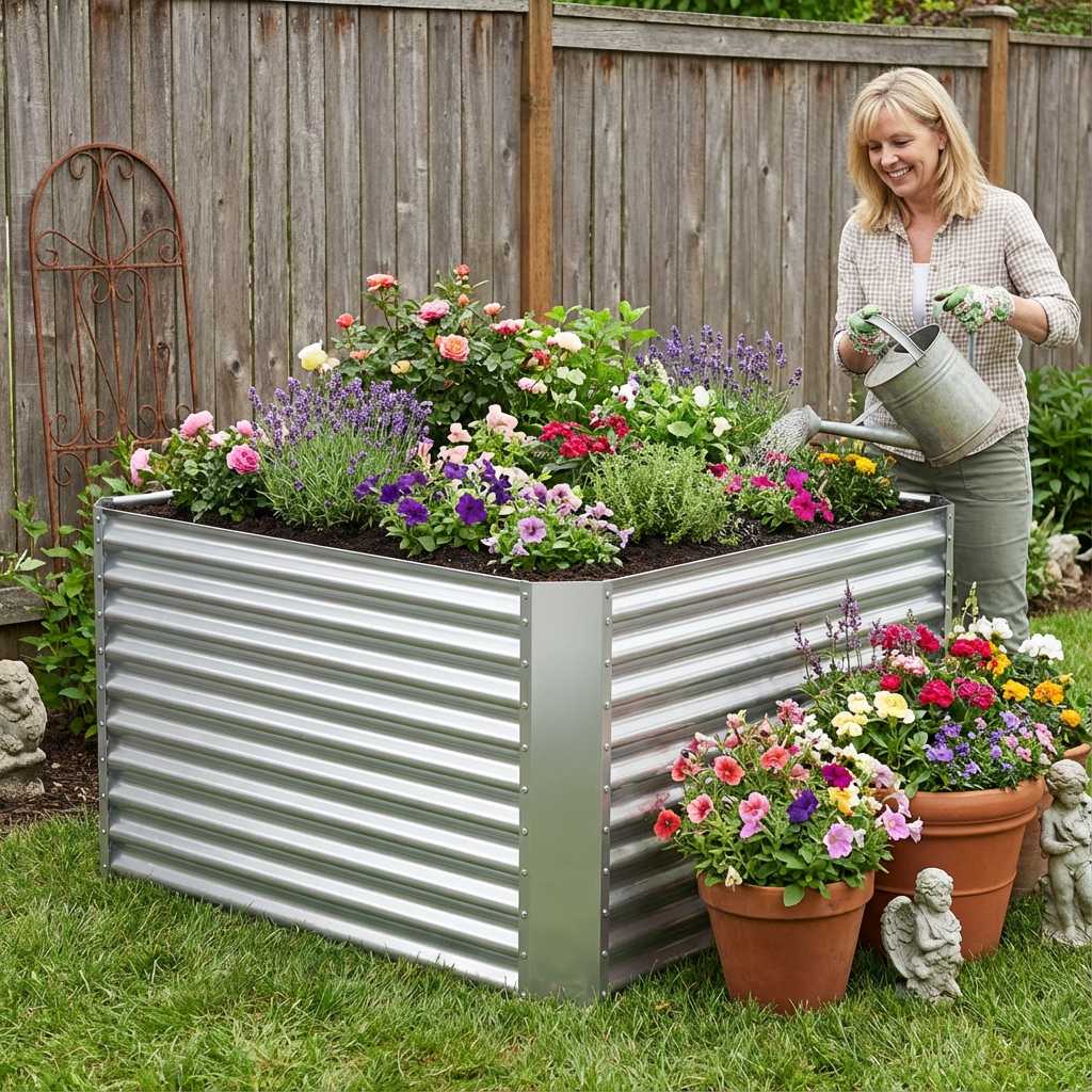 4-Pack 36" Tall Square 4x4x3ft Galvanized Raised Garden Bed — view 5