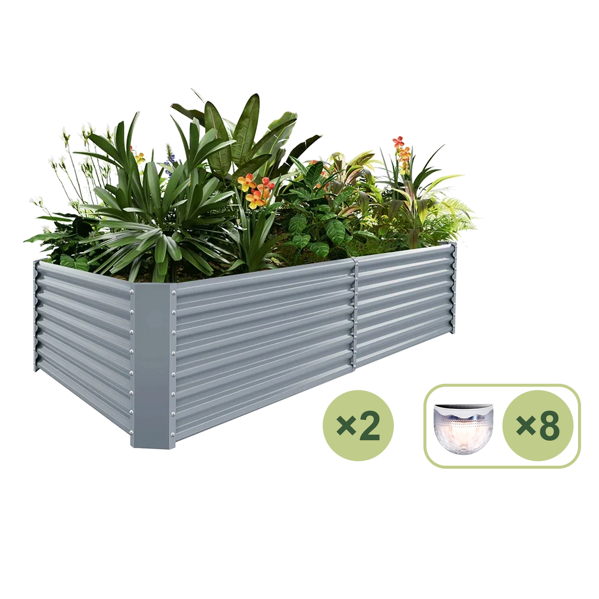 set of 2 — 24-inch tall rectangular galvanized metal raised garden bed, 8 by 4 feet — view 4