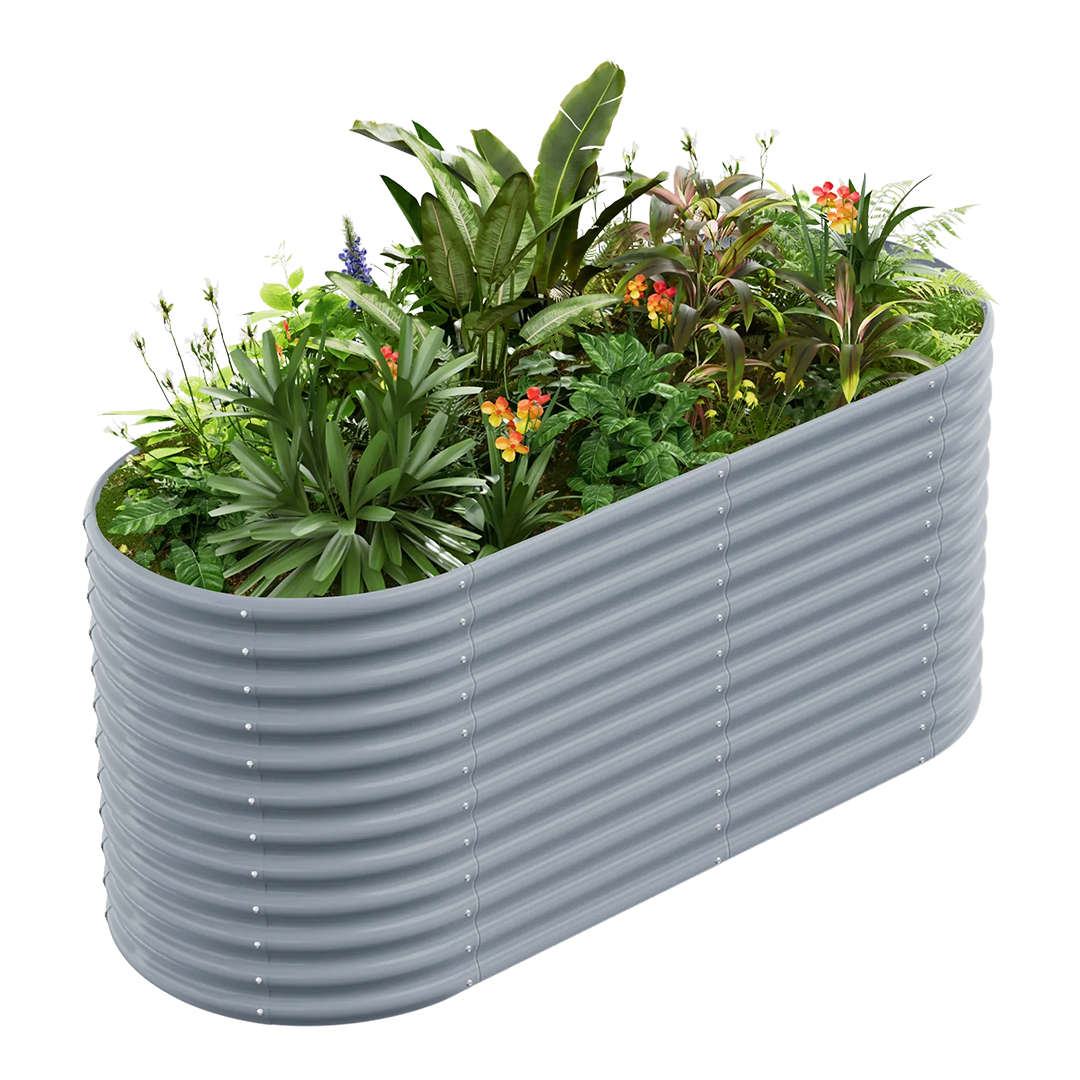 36-inch tall oval galvanized metal raised garden bed, 6 by 3 feet — view 4