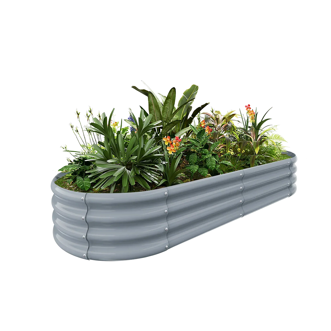 12-inch tall oval galvanized metal raised garden bed, 6 by 3 feet — view 4