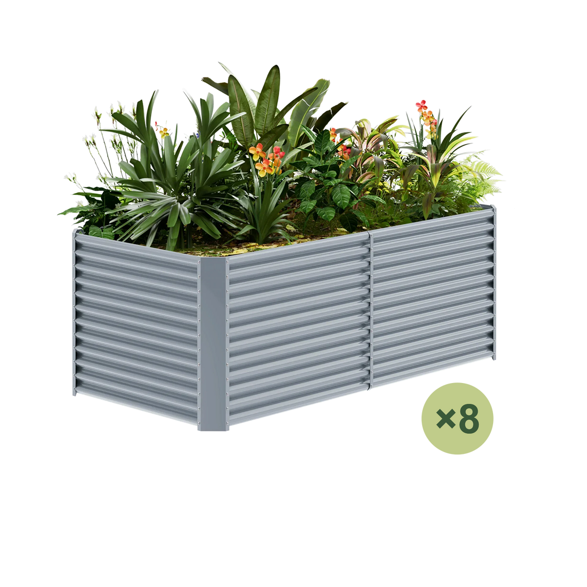 set of 8 — 36-inch tall rectangular galvanized metal raised garden bed, 8 by 4 feet — view 9