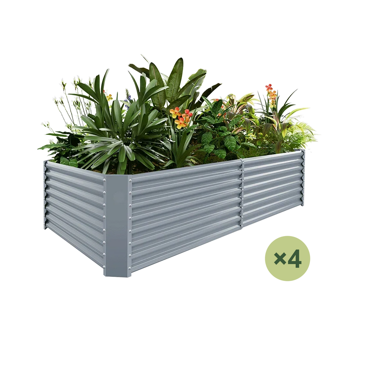 set of 4 — 24-inch tall rectangular galvanized metal raised garden bed, 8 by 4 feet — view 4