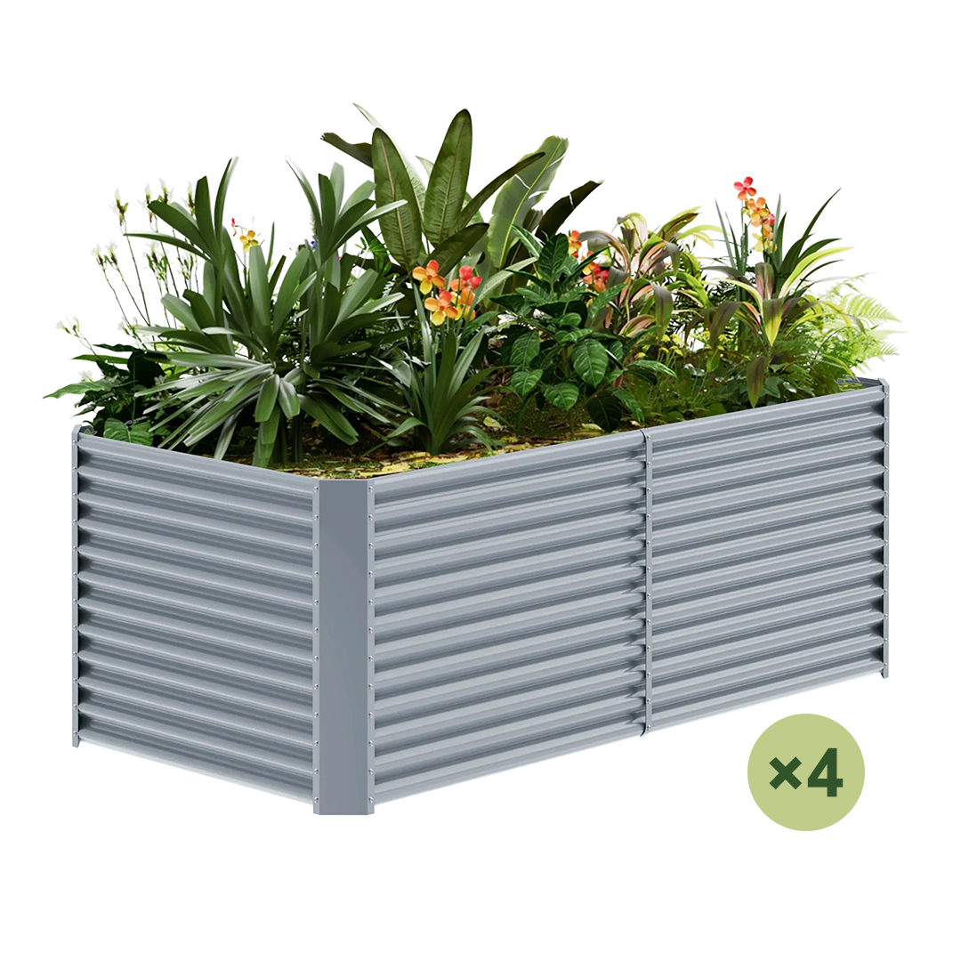 set of 4 — 36-inch tall rectangular galvanized metal raised garden bed, 8 by 4 feet — view 4