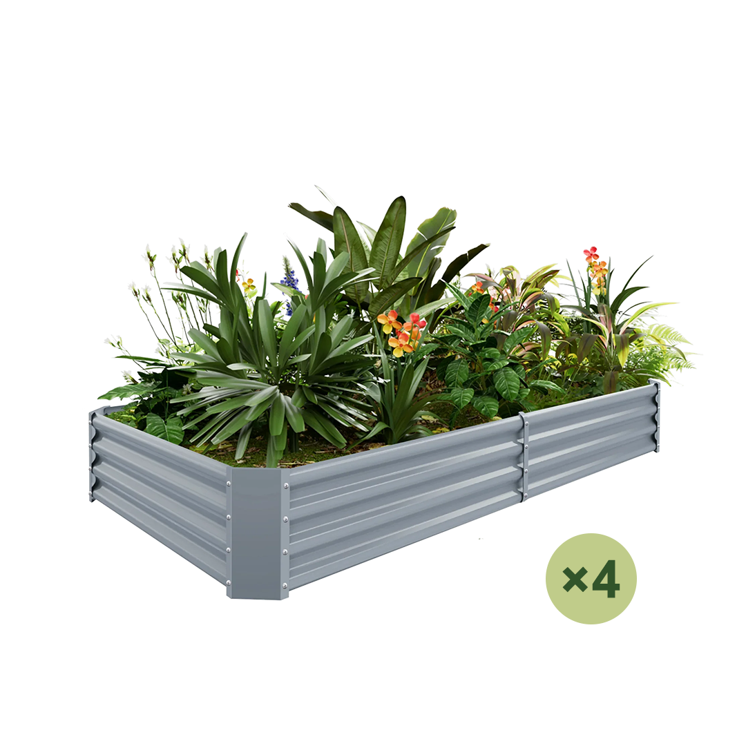 set of 4 — 12-inch tall rectangular galvanized metal raised garden bed, 8 by 4 feet — view 4