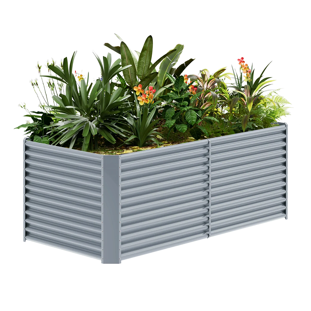 36-inch tall rectangular galvanized metal raised garden bed, 8 by 4 feet — view 4