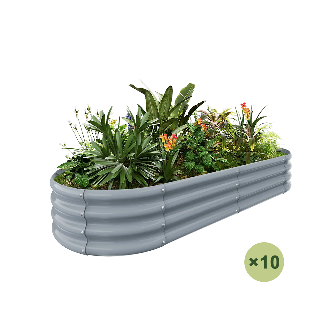 10-Pack Oval 6x3x1ft Galvanized Raised Garden Bed