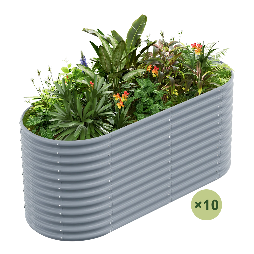 set of 10 — 36-inch tall oval galvanized metal raised garden bed, 6 by 3 feet — view 4