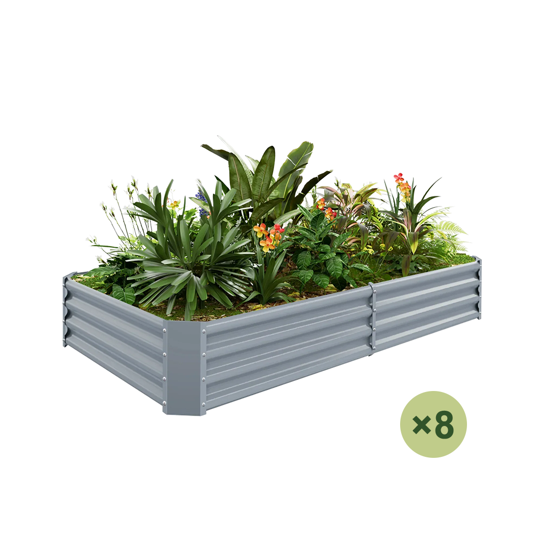 set of 8 — 12-inch tall rectangular galvanized metal raised garden bed, 6 by 3 feet — view 4