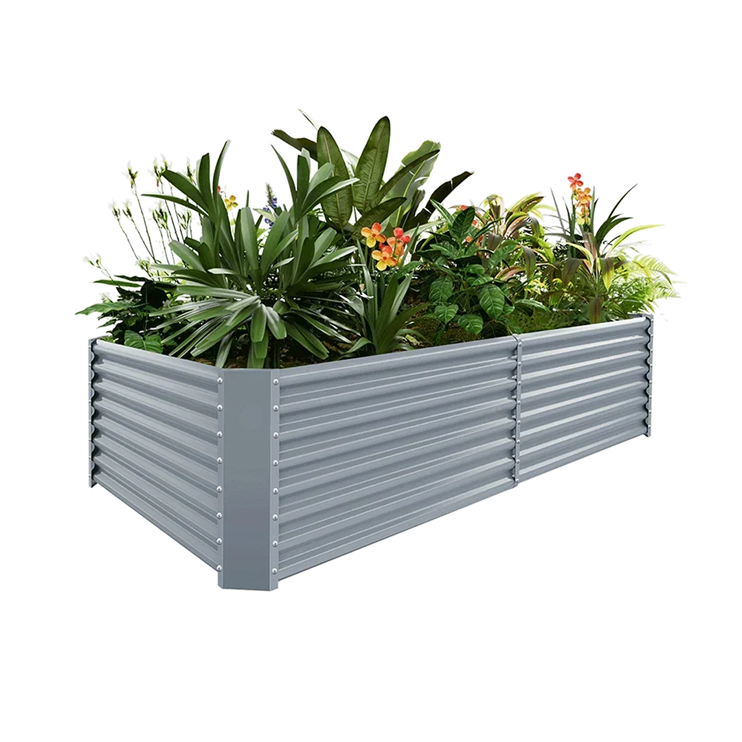 24-inch tall rectangular galvanized metal raised garden bed, 8 by 4 feet — view 4