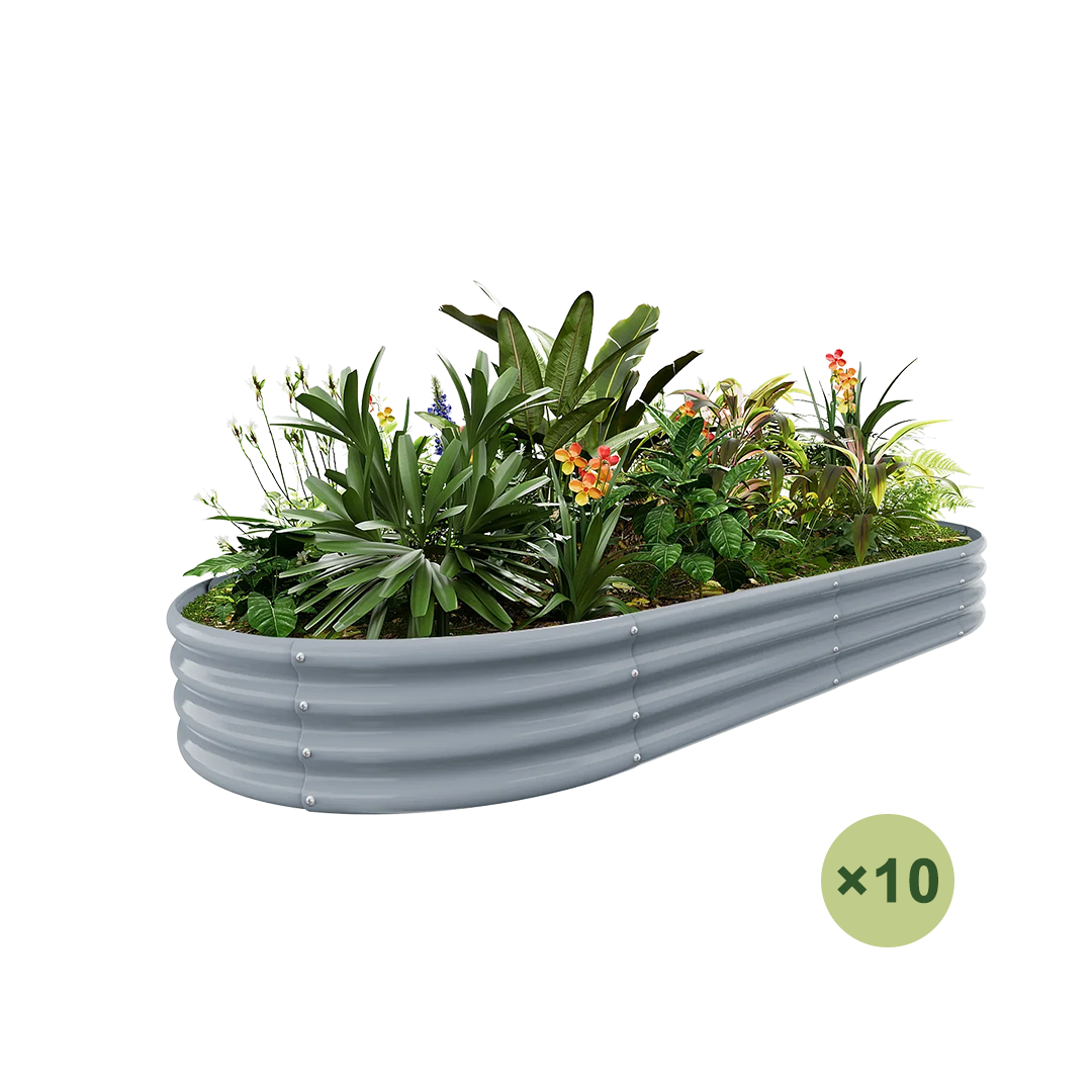 set of 10 — 12-inch tall oval galvanized metal raised garden bed, 8 by 4 feet — view 4