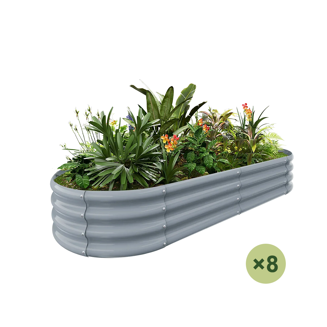 set of 8 — 12-inch tall oval galvanized metal raised garden bed, 6 by 3 feet — view 4