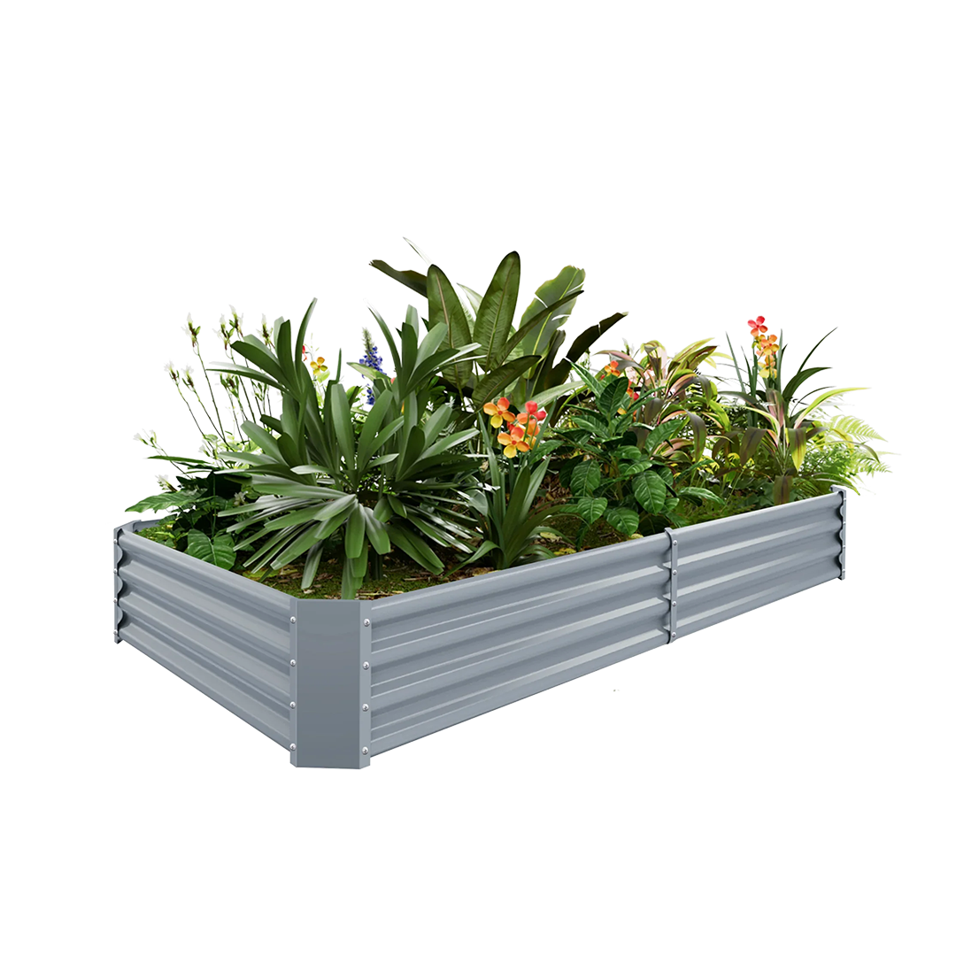 12-inch tall rectangular galvanized metal raised garden bed, 8 by 4 feet — view 4