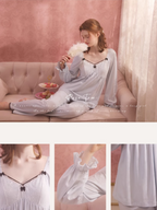 Vintage Lace Ribbon Pajama Set