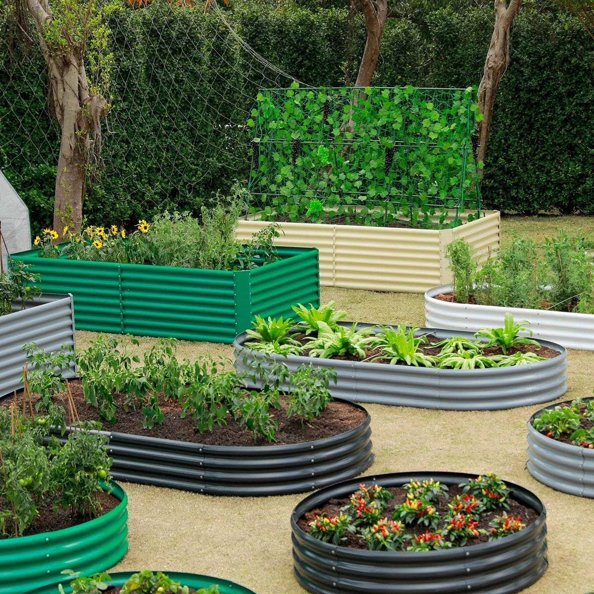 set of 4 — 12-inch tall oval galvanized metal raised garden bed, 8 by 4 feet — view 9