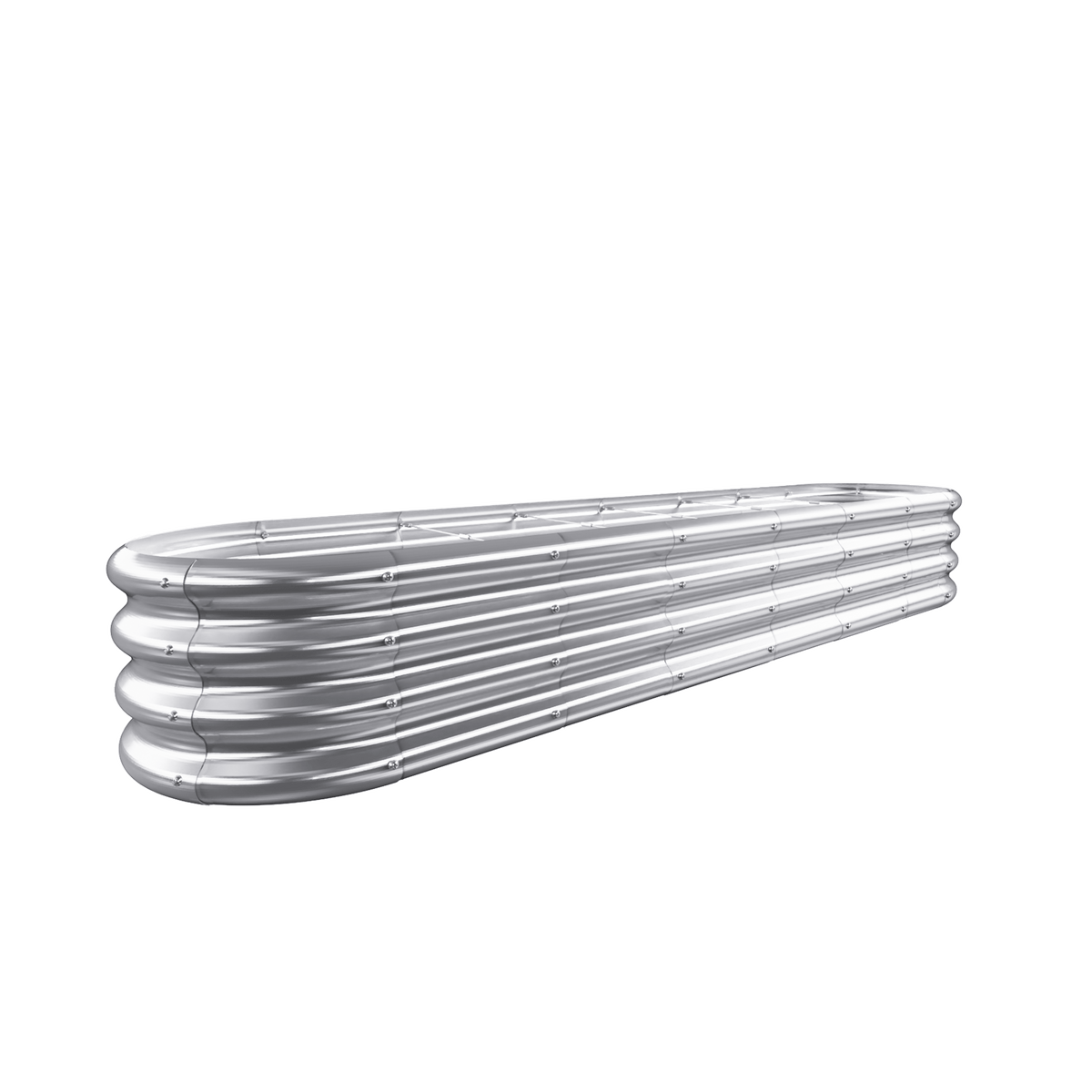 12-inch tall oval galvanized metal raised garden bed, 8 by 2 feet — view 2