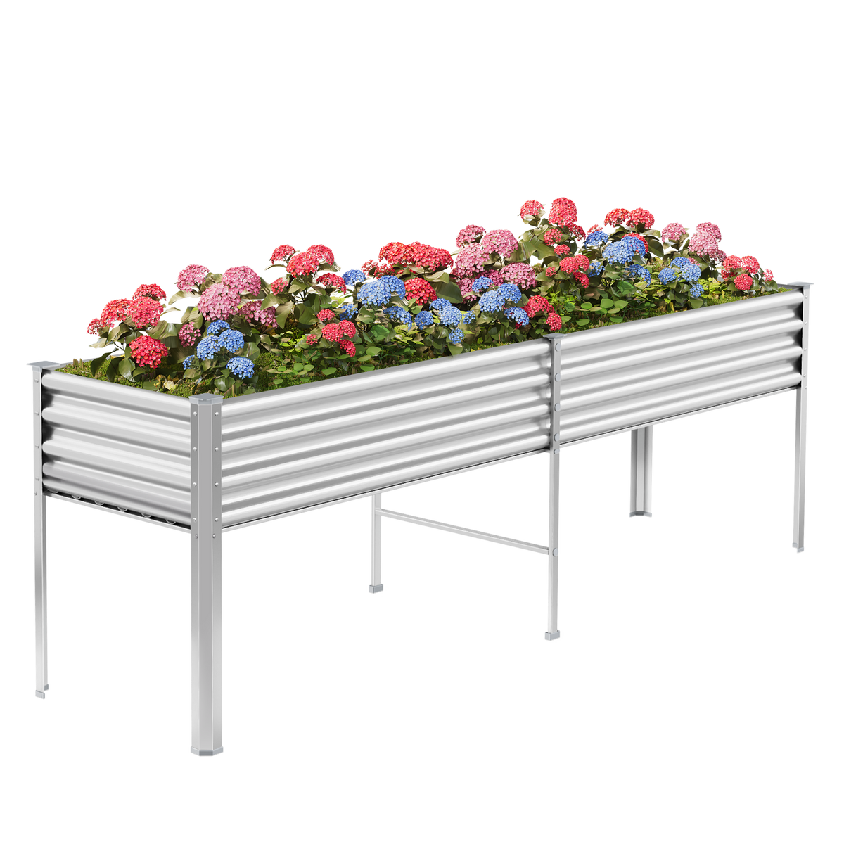 32.4-inch tall rectangular galvanized metal raised garden bed, 8 by 2 feet