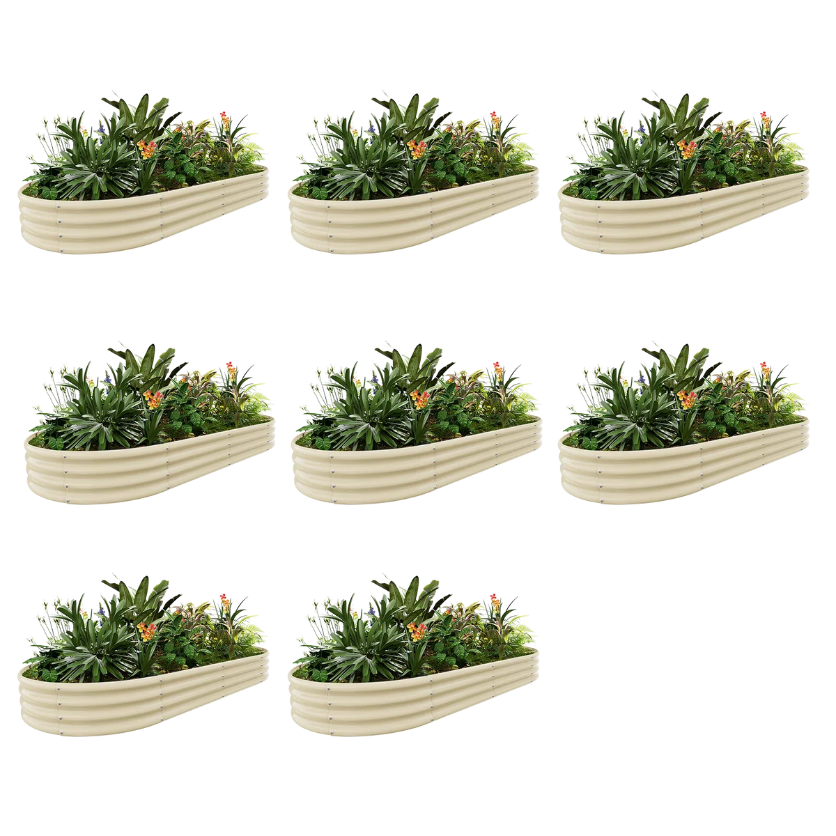 8-Pack Oval 8x4x1ft Galvanized Raised Garden Bed — view 7