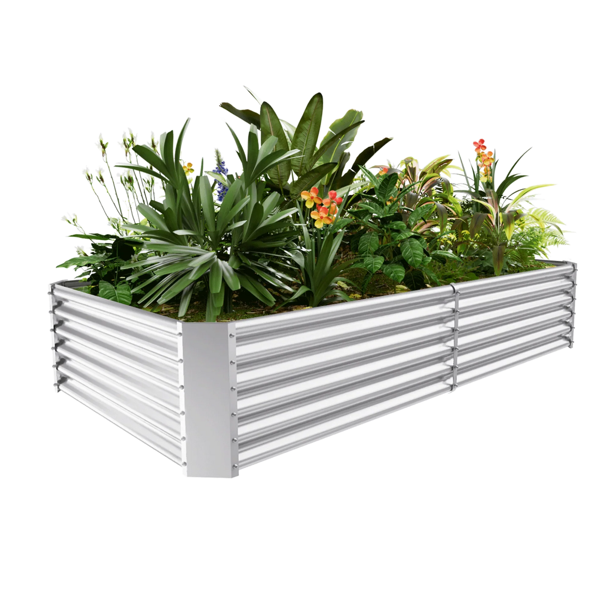 18-inch tall rectangular galvanized metal raised garden bed — view 3